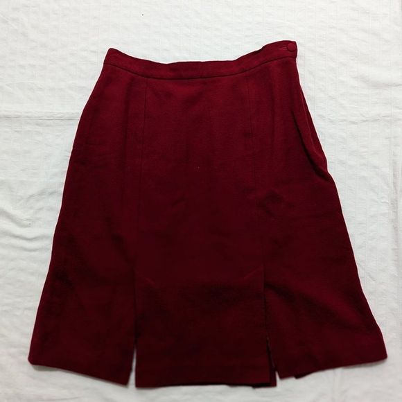 Liz Claiborne Double Slit Red Wool Skirt Size 16 - Picture 7 of 7
